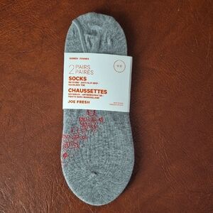 Joe Fresh Set Of 2 Grey No Show Socks, New With Tags